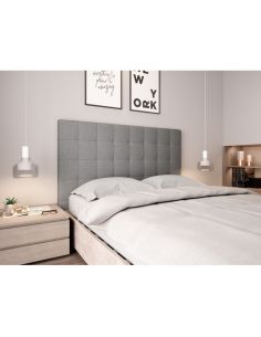 Tête de lit capitonnée en tissu OBED motif carré grise 140 x 120 cm 2
