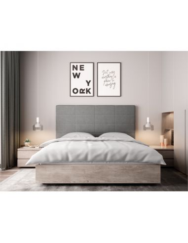 Tête de lit OBED aspect quadrillé en tissu gris