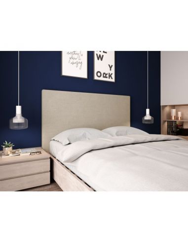 Tête de lit en tissu OBED motif uni couleur beige 140 x 120 cm