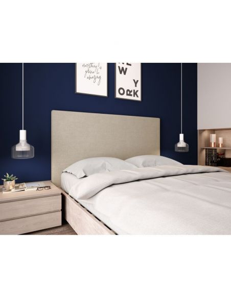 Tête de lit en tissu OBED motif uni couleur beige 140 x 120 cm