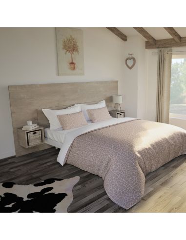 Pack Tête de lit avec 2 chevets en Bois, Coloris Chêne Cigare Brut ou chène clair