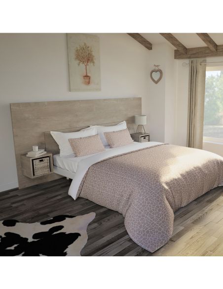 Pack Tête de lit avec 2 chevets en Bois, Coloris Chêne Cigare Brut ou chène clair
