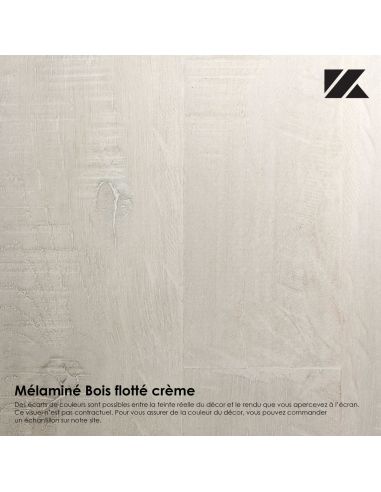 Pack Tête de lit avec 2 chevets en Bois, Coloris Blanc Mat et Bois Flotté Crème 