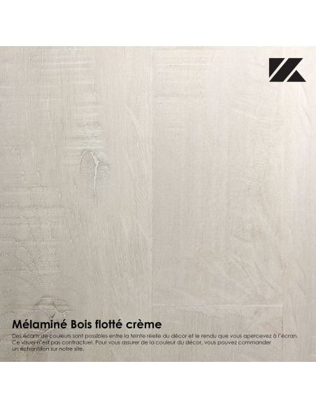Pack Tête de lit avec 2 chevets en Bois, Coloris Blanc Mat et Bois Flotté Crème 