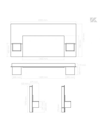 Pack Tête de lit avec 2 chevets en Bois, Coloris Blanc Mat et Graphite.