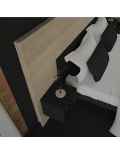 Pack Tête de lit avec 2 chevets en Bois, Chêne Blond et Graphite, Collection Fôret Noire 2