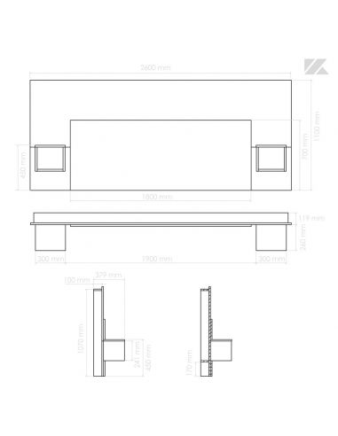 Pack Tête de lit avec 2 chevets en Bois, Graphite et Chêne Blond, Collection Fôret Noire
