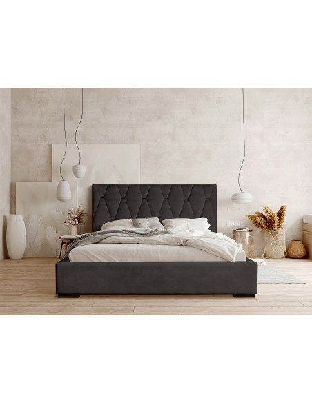 Tête de lit et Sommier DELIA Gris Anthracite