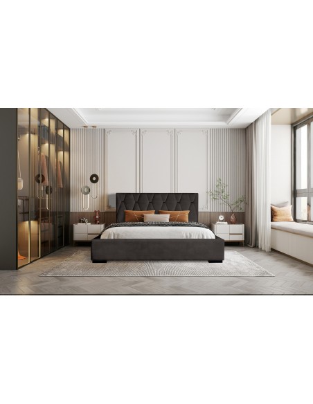 Tête de lit et Sommier DELIA Gris Anthracite