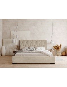 Tête de lit et Sommier DELIA BEIGE SABLE