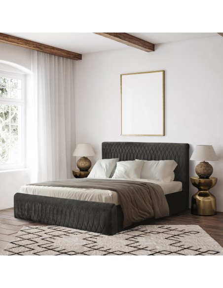 Tête de lit et Sommier VENEZIA ANTHRACITE