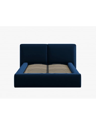 Lit Coffre en Velours Avec Tête de Lit Double, Couleur Bleu Roi, Jodie, Marque Micadoni