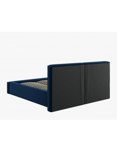 Lit Coffre en Velours Avec Tête de Lit Double, Couleur Bleu Roi, Jodie, Marque Micadoni