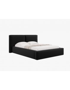 Lit Coffre en Velours Avec Tête de Lit Double, Couleur Noir, Jodie, Marque Micadoni 2