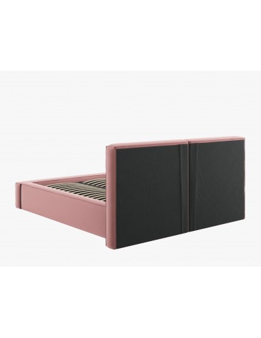 Lit Coffre en Velours Avec Tête de Lit Double, Couleur Rose, Jodie, Marque Micadoni