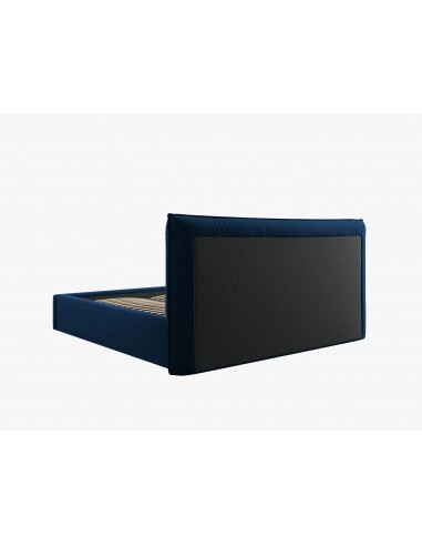 Lit Coffre en Velours Avec Tête de Lit, Couleur Bleu Roi, Agate, Marque Micadoni