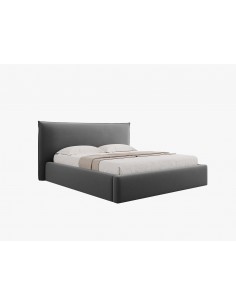 Lit Coffre en Velours Avec Tête de Lit, Couleur Gris, Agate, Marque Micadoni