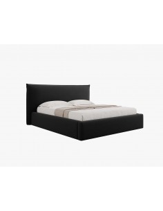 Lit Coffre en Velours Avec Tête de Lit, Couleur Noir, Agate, Marque Micadoni