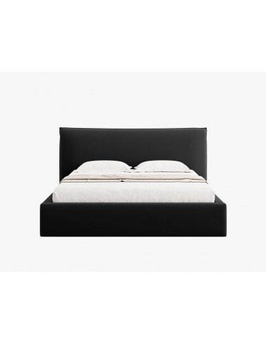 Lit Coffre en Velours Avec Tête de Lit, Couleur Noir, Agate, Marque Micadoni