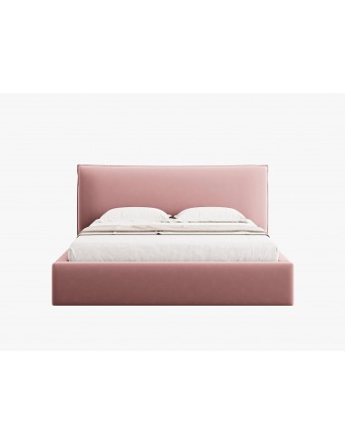 Lit Coffre en Velours Avec Tête de Lit, Couleur Rose, Agate, Marque Micadoni