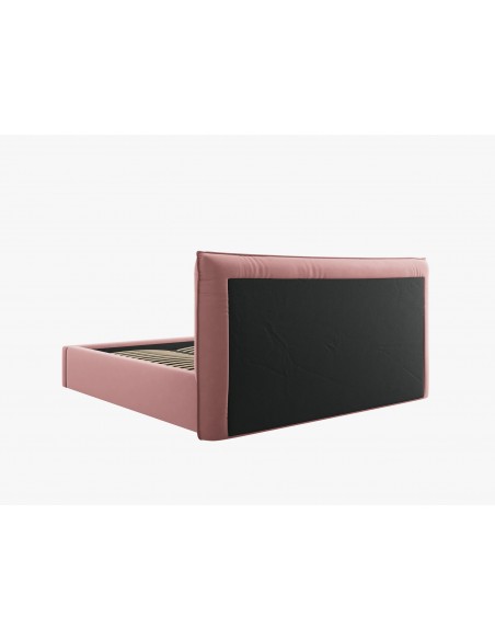 Lit Coffre en Velours Avec Tête de Lit, Couleur Rose, Agate, Marque Micadoni