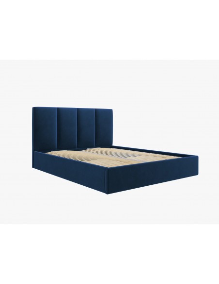 Lit Coffre en Velours Avec Tête de Lit, Couleur Bleu Roi, Pyla, Marque Micadoni