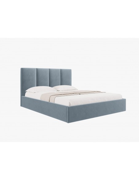 Lit Coffre en Velours Avec Tête de Lit, Couleur Bleu, Pyla, Marque Micadoni