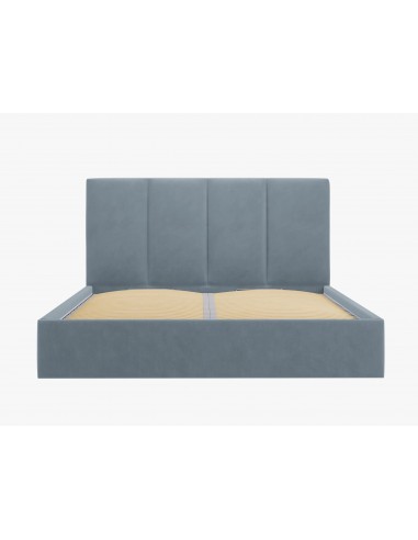 Lit Coffre en Velours Avec Tête de Lit, Couleur Bleu, Pyla, Marque Micadoni