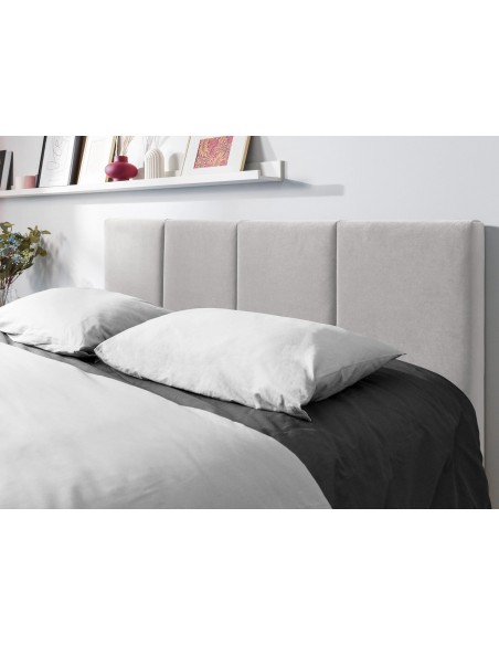 Lit Coffre en Velours Avec Tête de Lit, Couleur Gris Clair, Pyla, Marque Micadoni