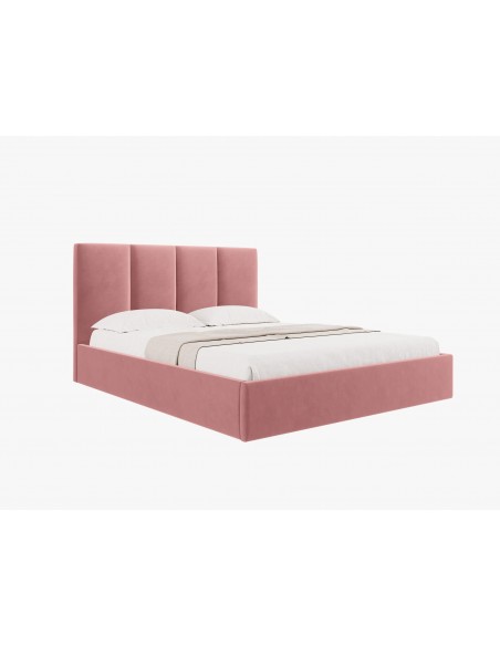Lit Coffre en Velours Avec Tête de Lit, Couleur Rose, Pyla, Marque Micadoni