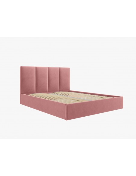 Lit Coffre en Velours Avec Tête de Lit, Couleur Rose, Pyla, Marque Micadoni