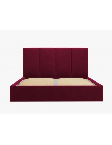 Lit Coffre en Velours Avec Tête de Lit, Couleur Rouge Foncé, Pyla, Marque Micadoni