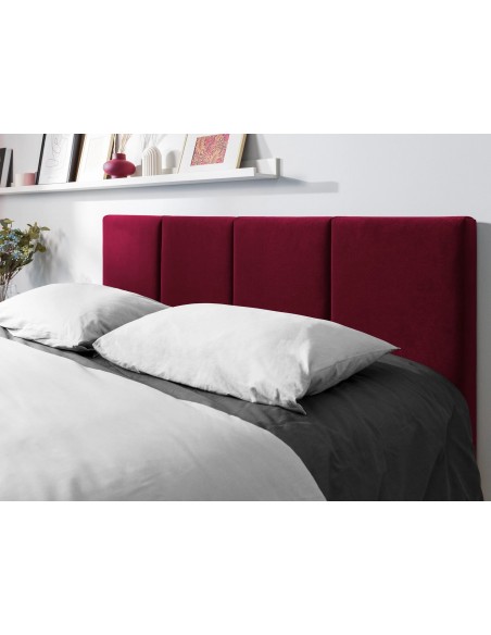 Lit Coffre en Velours Avec Tête de Lit, Couleur Rouge Foncé, Pyla, Marque Micadoni
