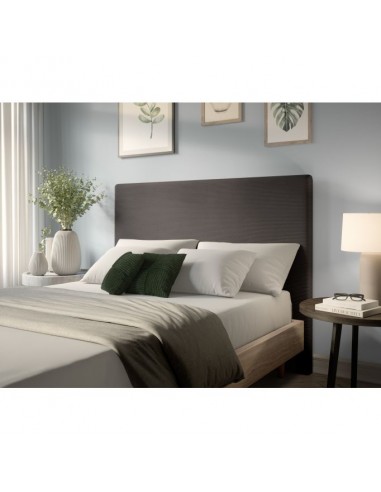 TETE DE LIT VELOURS COTELE LAUREL GRIS FONCE