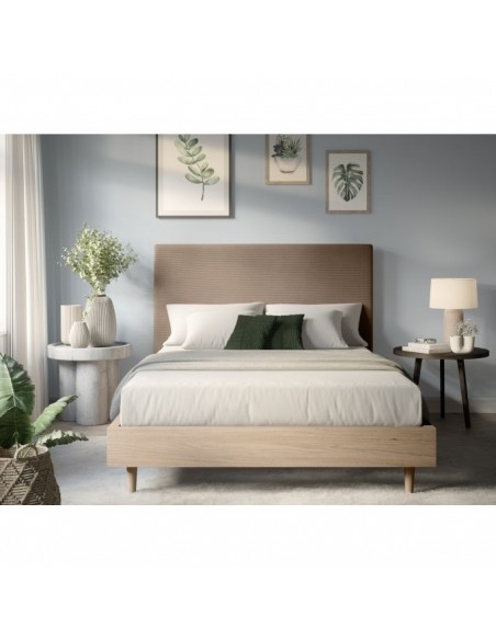 TETE DE LIT VELOURS COTELE LAUREL TAUPE