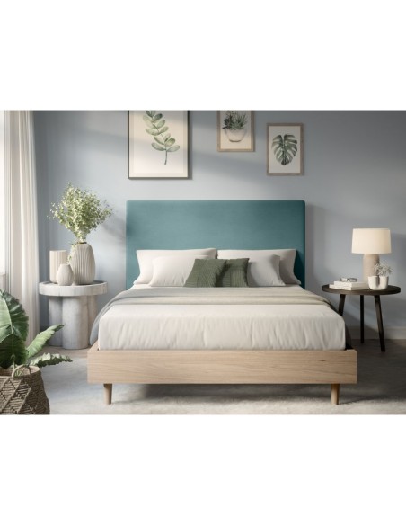 TETE DE LIT VELOURS COTELE LAUREL BLEU CLAIR