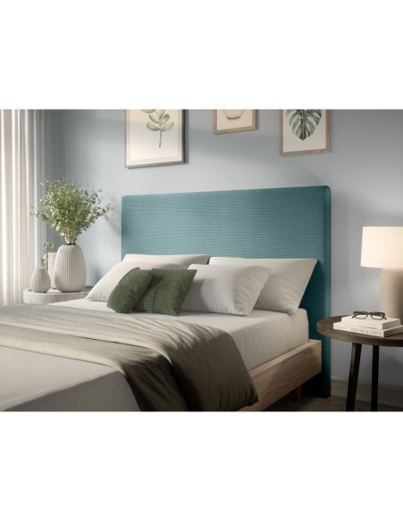 TETE DE LIT VELOURS COTELE LAUREL BLEU CLAIR