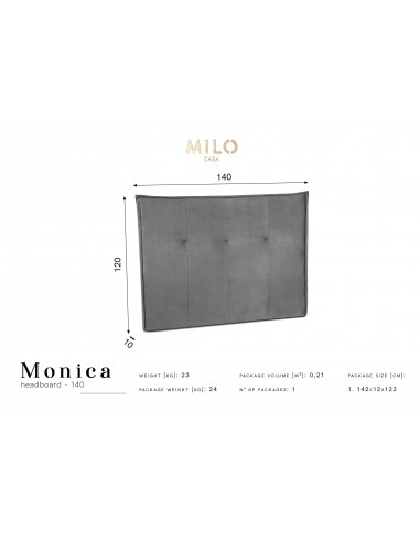 Tête De Lit En Velours, Couleur Noir, Monica, Marque Milo Casa
