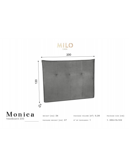 Tête De Lit En Velours, Couleur Beige, Monica, Marque Milo Casa