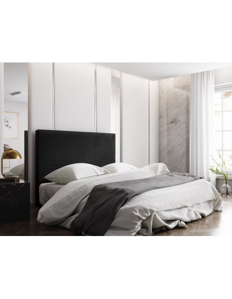 Tête De Lit En Velours, Couleur Noir, Natalia, Marque Milo Casa