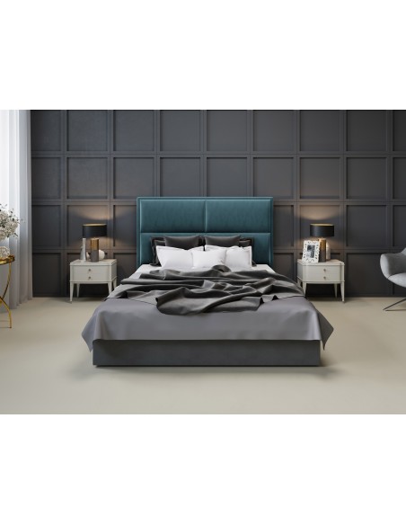 Tête De Lit En Velours, Couleur Pétrole, Lara, Marque Milo Casa