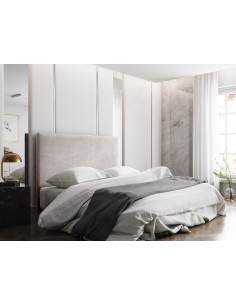 Tête De Lit En Velours, Couleur Beige, Natalia, Marque Milo Casa 2