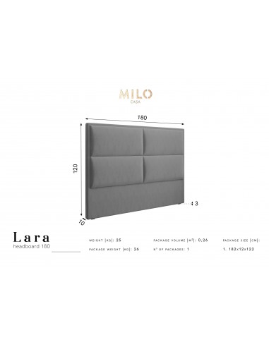 Tête De Lit En Velours, Couleur Gris Clair, Lara, Marque Milo Casa