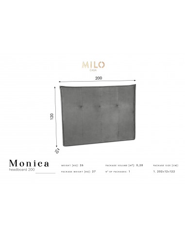 Tête De Lit En Velours, Couleur Bleu Foncé, Monica, Marque Milo Casa