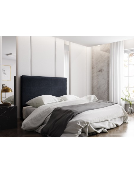 Tête De Lit En Velours, Couleur Bleu Foncé, Natalia, Marque Milo Casa
