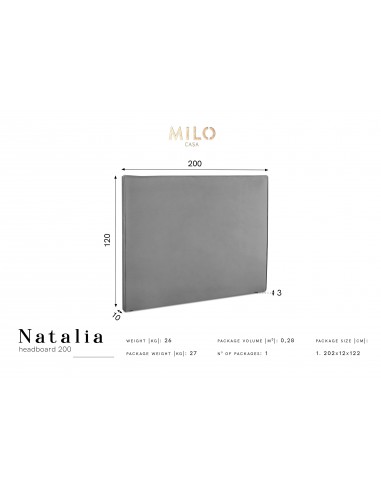 Tête De Lit En Velours, Couleur Gris Foncé, Natalia, Marque Milo Casa